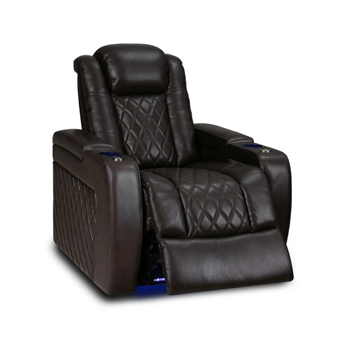 Valencia Tuscany Row of 3 Brown Leather Power Reclining Home Theatre Seating - Image 4