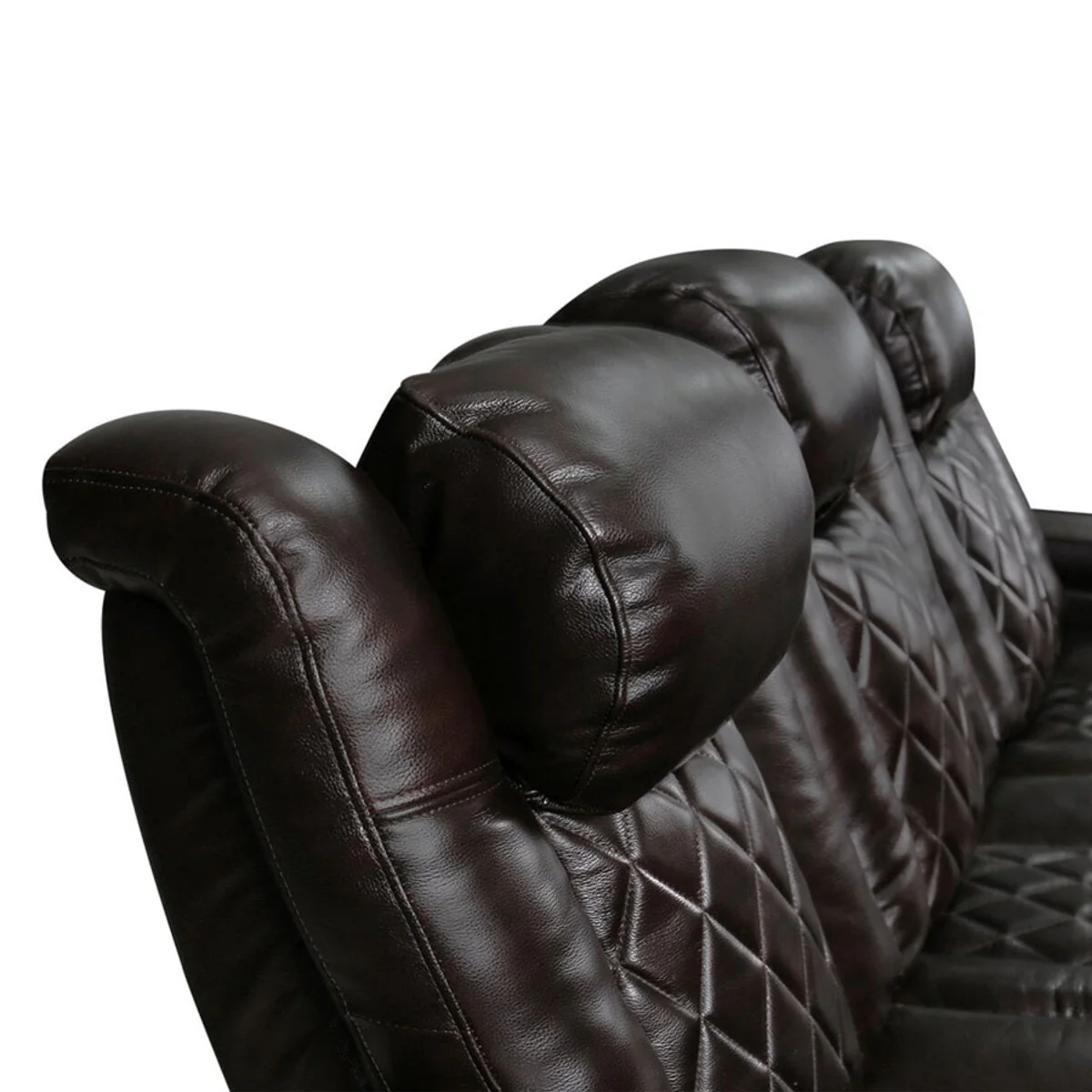 Valencia Tuscany Row of 4 Brown Leather Power Reclining Home Theatre Seating - Image 5