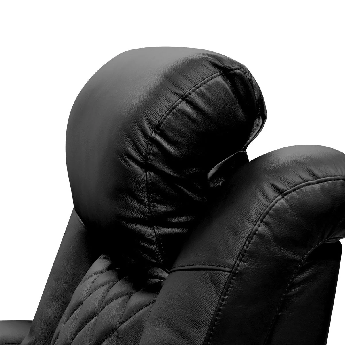 Valencia Tuscany Row of 5 Black Leather Power Reclining Home Theatre Seating - Image 5