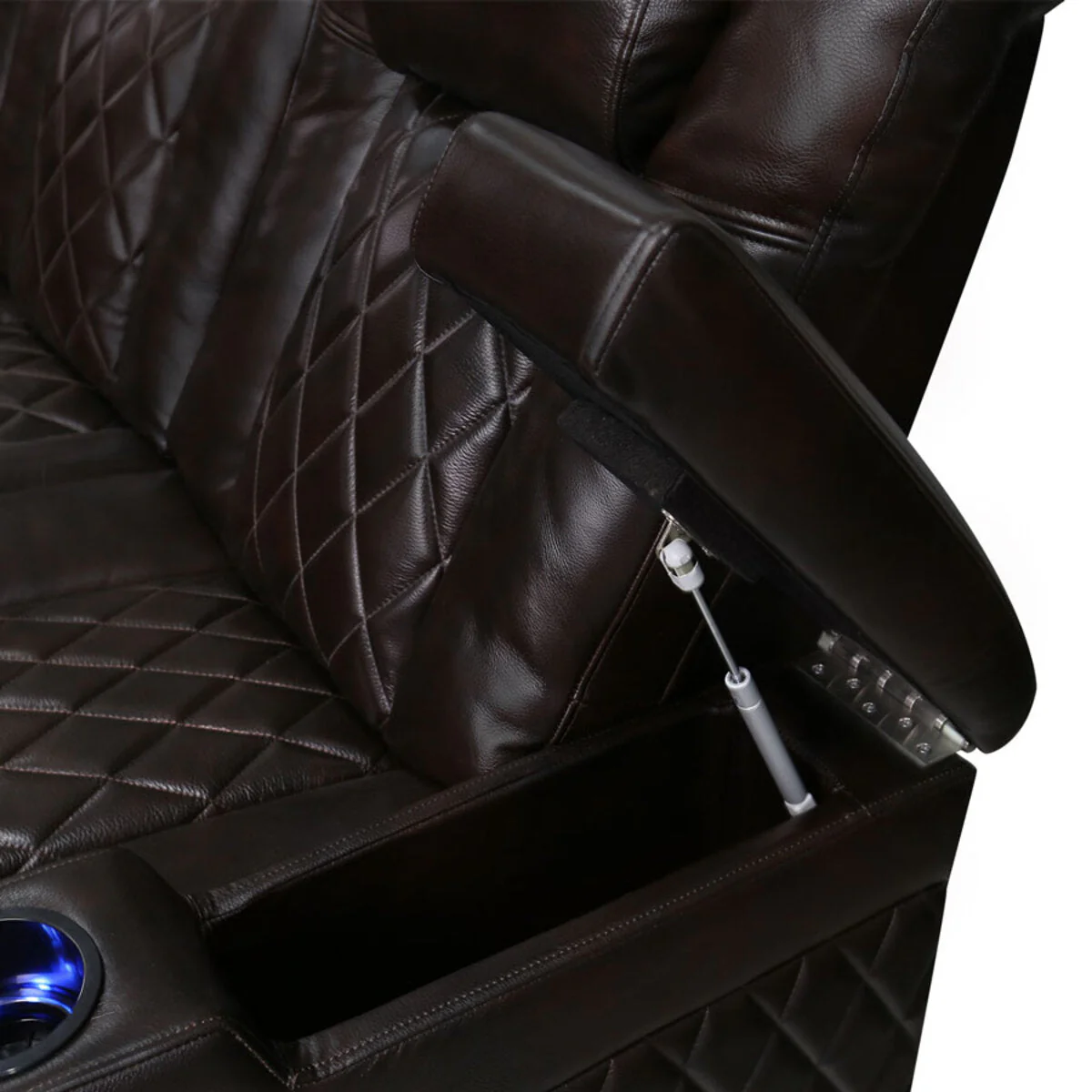 Valencia Tuscany Row of 5 Brown Leather Power Reclining Home Theatre Seating - Image 7