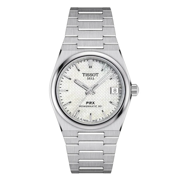 Tissot Automatic 35mm Men’s Watch with White Material Dial, Stainless Steel Case & Bracelet, 100m Water Resistant / T1372071111100