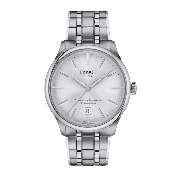 Tissot Automatic 39mm Men’s Watch with Silver Material Dial, Stainless Steel Case & Bracelet, 50m Water Resistant / T1398071103100