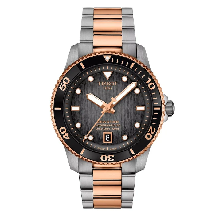 Tissot Automatic 40mm Men’s Watch with Black Material Dial, Stainless Steel Case & Bracelet, 300m Water Resistant / T1208072205101