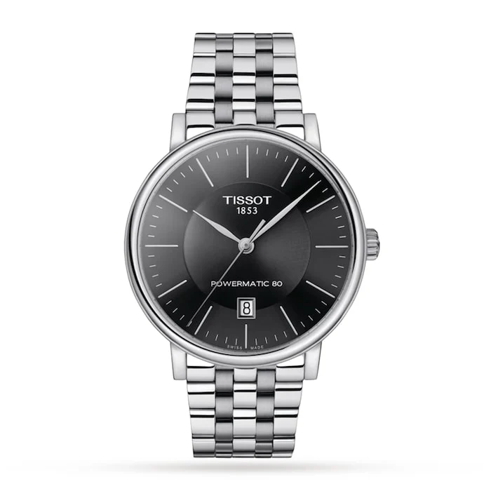 Tissot Elegance Automatic 40mm Men’s Watch with Black Material Dial, Stainless Steel Case & Bracelet, 50m Water Resistant / T1224071105100