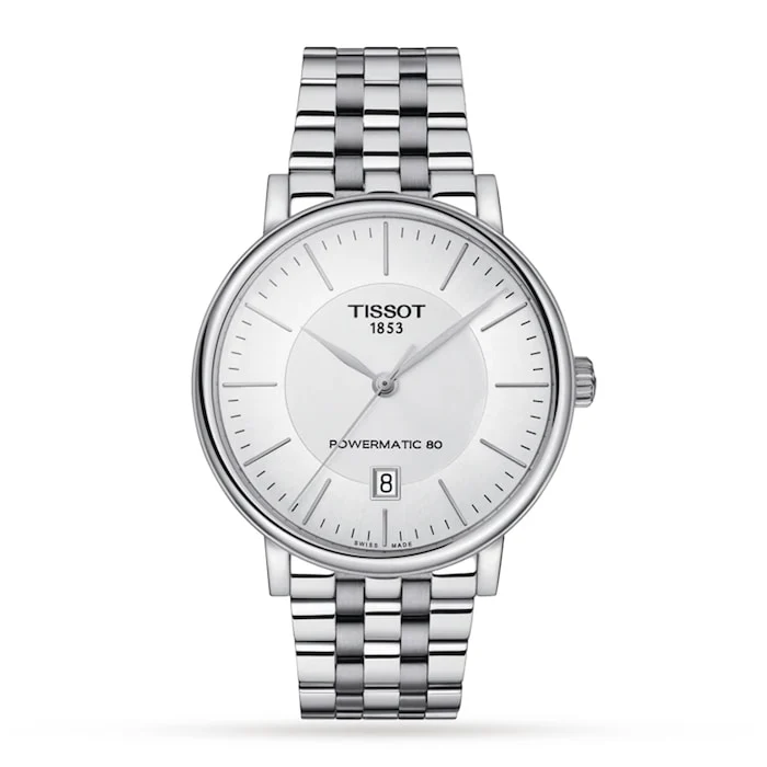 Tissot Elegance Automatic 40mm Men’s Watch with Silver Material Dial, Stainless Steel Case & Bracelet, 50m Water Resistant / T1224071103100