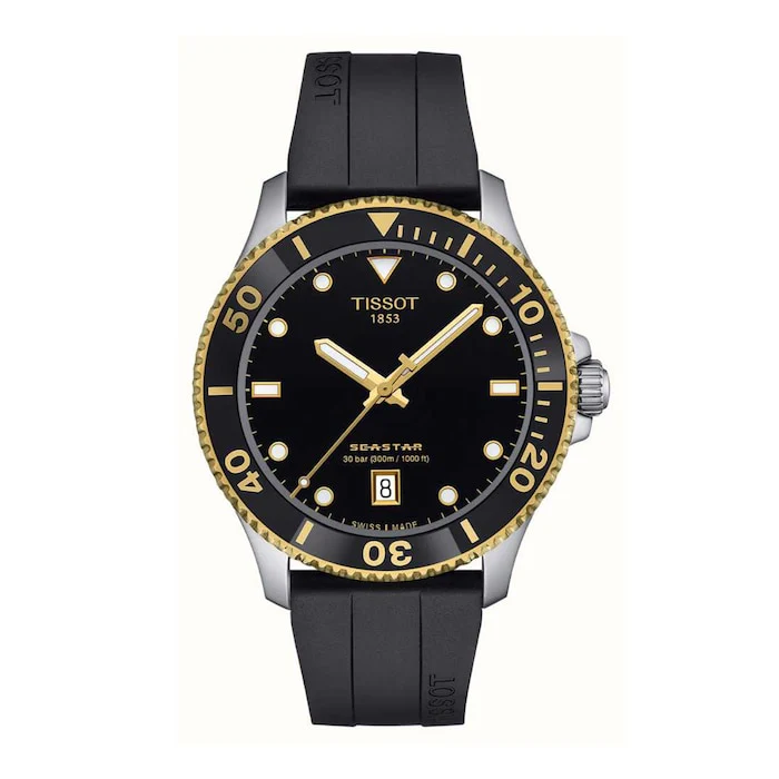 Tissot Elegance Quartz 40mm Men’s Watch with Black Material Dial, Stainless Steel Case, 300m Water Resistant / T1204102705100