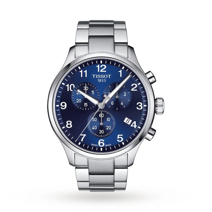 Tissot Elegance Quartz 45mm Men’s Watch with Blue Material Dial, Stainless Steel Case & Bracelet, 100m Water Resistant / T1166171104701