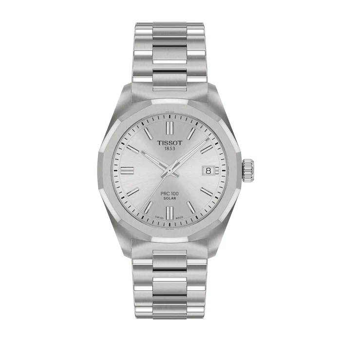 Tissot PRC 100 Solar Quartz 34mm Silver Ladies Watch Luxury Watch Swiss Made High Precision Movement T1518221103100