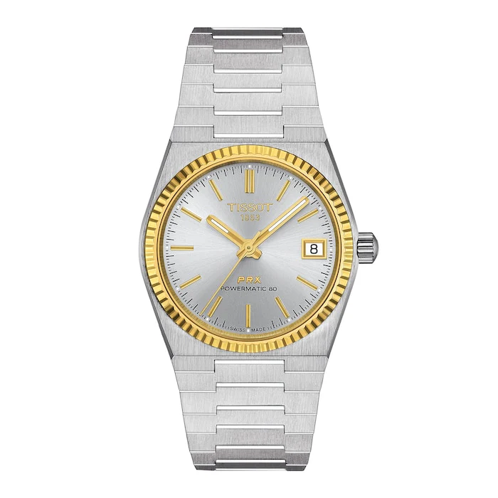 Tissot PRX Powermatic 80 35mm Steel and 18K Gold Bezel Unisex Watch Luxury Watch Swiss Made T9312074103101