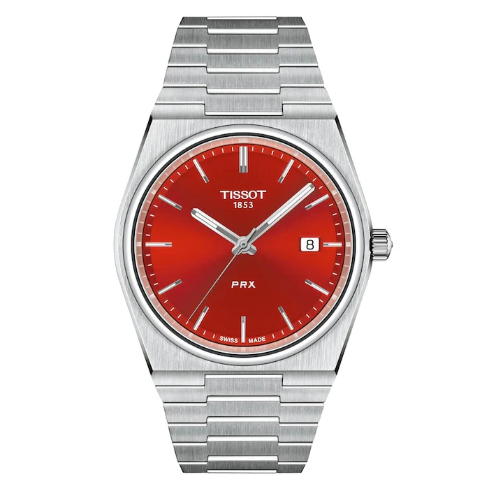 Tissot PRX Quartz 40mm Mens Luxury Watch Red T1374101142100