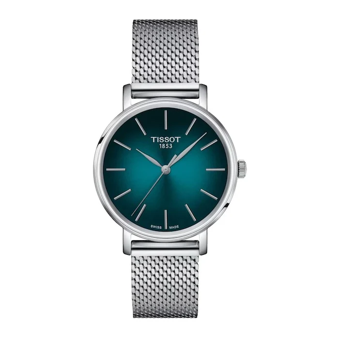 Tissot Quartz 34mm Men’s Watch with Green Material Dial, Stainless Steel Case & Bracelet, 50m Water Resistant / T1432101109100