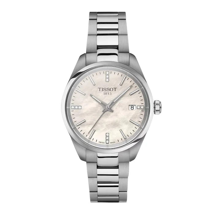 Tissot Quartz 34mm Men’s Watch with Material Dial, Stainless Steel Case & Bracelet, 100m Water Resistant / T1502101111600