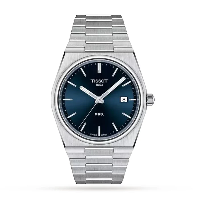 Tissot Quartz 35mm Men’s Watch with Blue Material Dial, Stainless Steel Case & Bracelet, 100m Water Resistant / T1372101104100