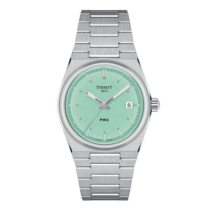 Tissot Quartz 35mm Men’s Watch with Green Material Dial, Stainless Steel Case & Bracelet, 100m Water Resistant / T1372101109100