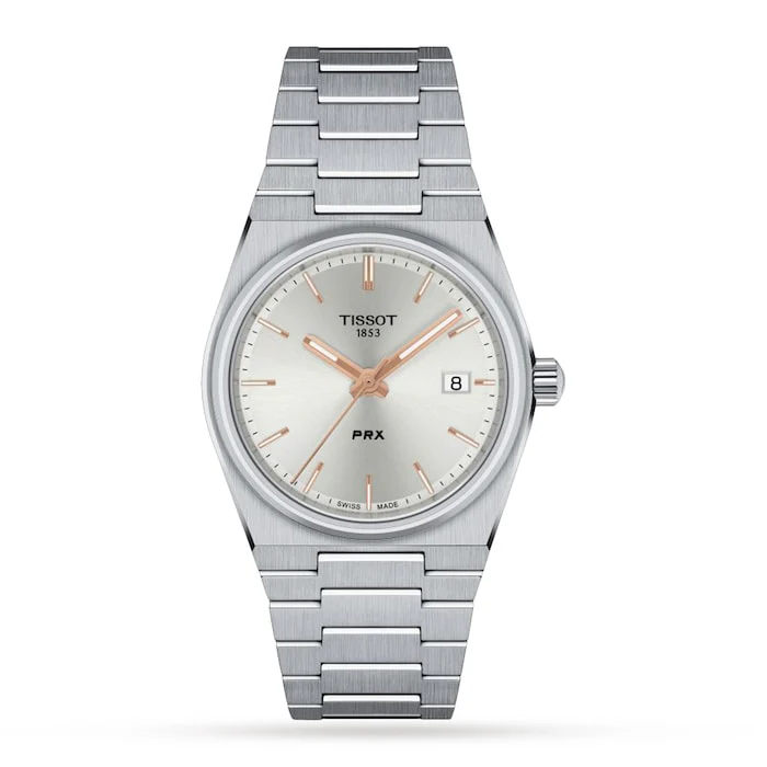 Tissot Quartz 35mm Men’s Watch with Silver Material Dial, Stainless Steel Case & Bracelet, 100m Water Resistant / T1372101103100