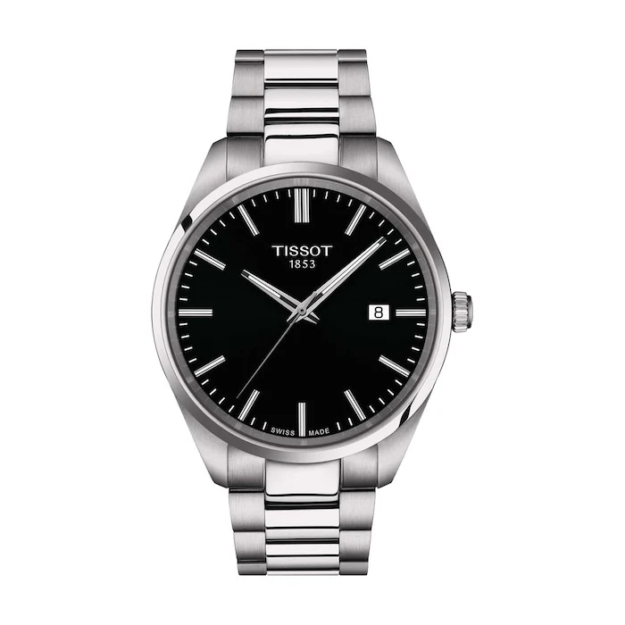 Tissot Quartz 40mm Men’s Watch with Black Material Dial, Stainless Steel Case & Bracelet, 100m Water Resistant / T1504101105100