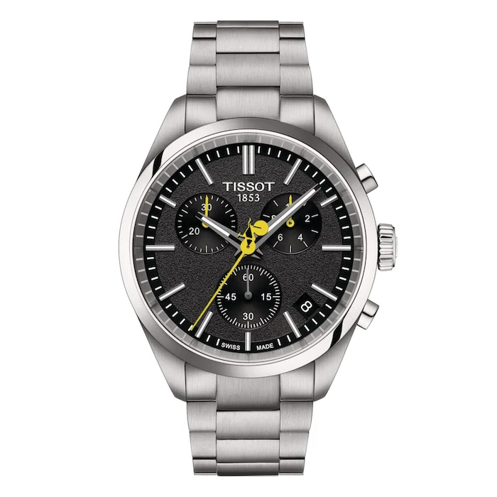 Tissot Quartz 40mm Men’s Watch with Black Material Dial, Stainless Steel Case & Bracelet, 100m Water Resistant / T1504171105100