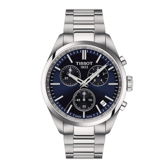 Tissot Quartz 40mm Men’s Watch with Blue Material Dial, Stainless Steel Case & Bracelet, 100m Water Resistant / T1504171104100