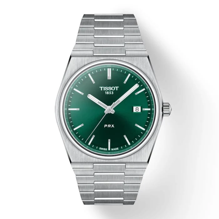 Tissot Quartz 40mm Men’s Watch with Green Material Dial, Stainless Steel Case & Bracelet, 100m Water Resistant / T1374101109100
