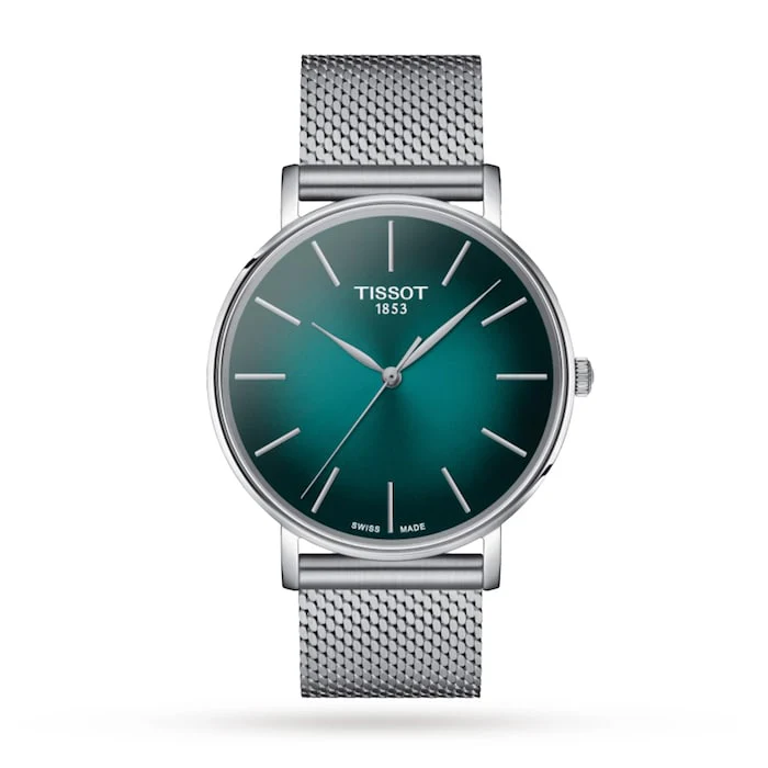 Tissot Quartz 40mm Men’s Watch with Green Material Dial, Stainless Steel Case & Bracelet, 50m Water Resistant / T1434101109100