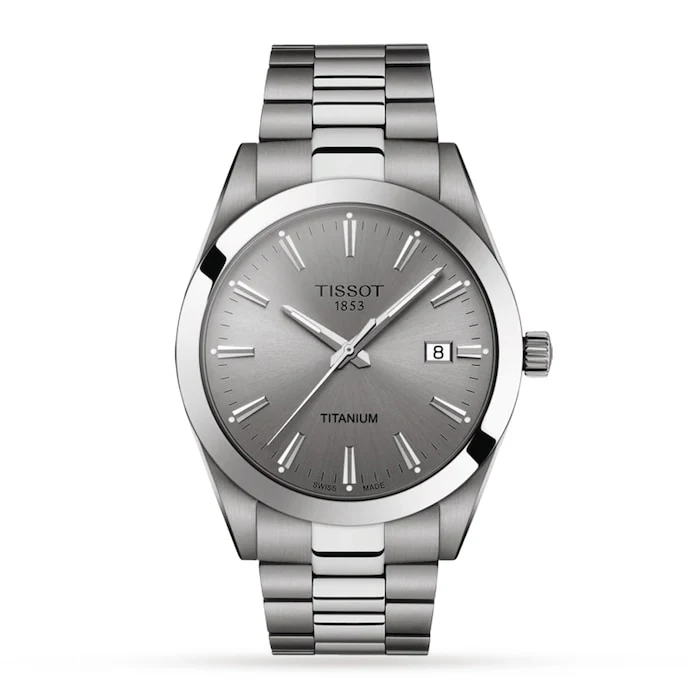 Tissot Quartz 40mm Men’s Watch with Silver Material Dial, Titanium Case, 100m Water Resistant / T1274104408100
