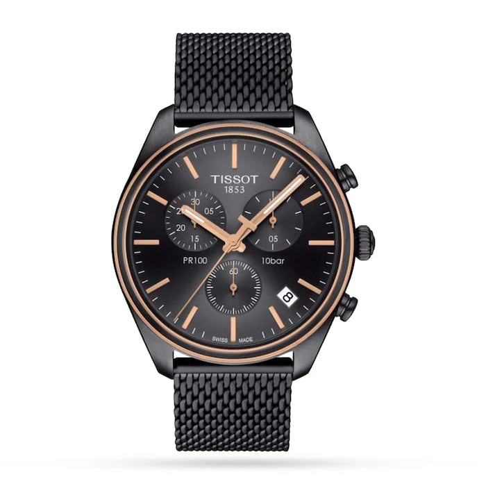 Tissot Quartz 41mm Men’s Watch with Black Material Dial, Stainless Steel Case & Bracelet, 100m Water Resistant / T1014172306100