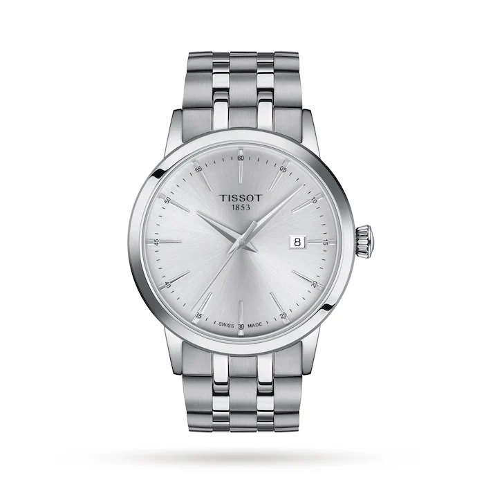 Tissot Quartz 42mm Men’s Watch with Silver Material Dial, Stainless Steel Case & Bracelet, 50m Water Resistant / T1294101103100