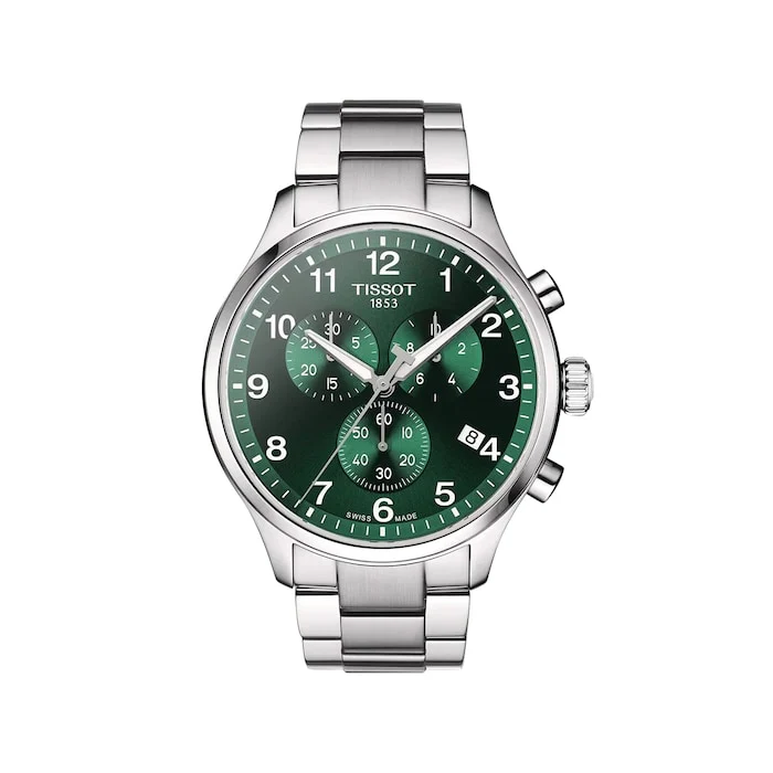 Tissot Quartz 45mm Men’s Watch with Green Material Dial, Stainless Steel Case & Bracelet, 100m Water Resistant / T1166171109200