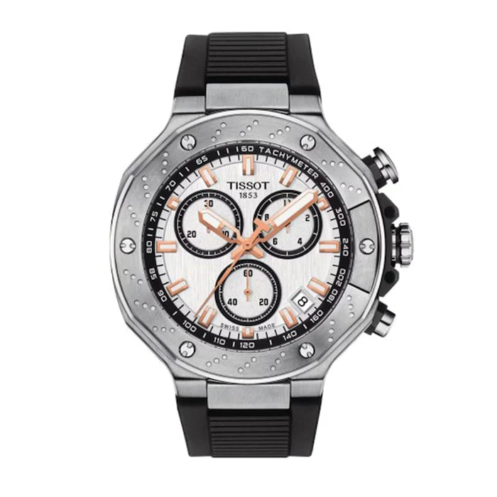 Tissot Quartz 45mm Men’s Watch with White Material Dial, Stainless Steel Case, 100m Water Resistant / T1414171701100