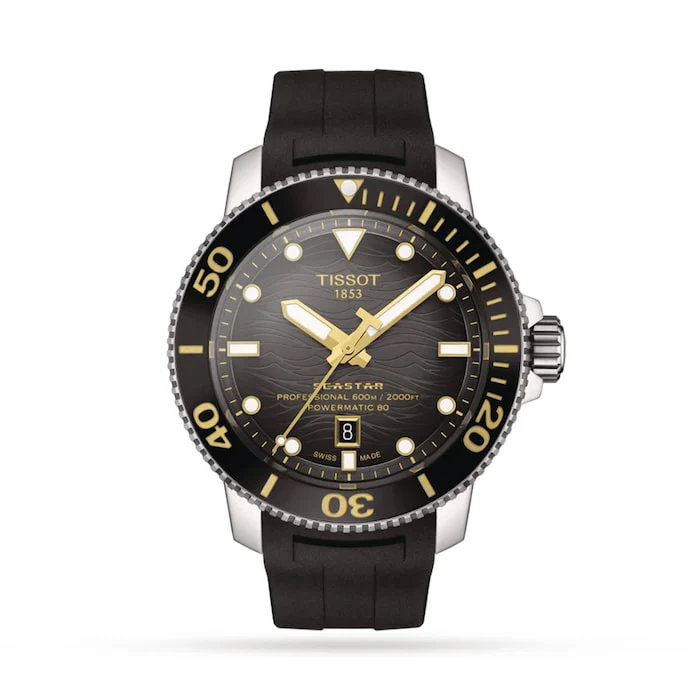 Tissot Sport Automatic 46mm Men’s Watch with Black Material Dial, Stainless Steel Case, 600m Water Resistant / T1206071744101