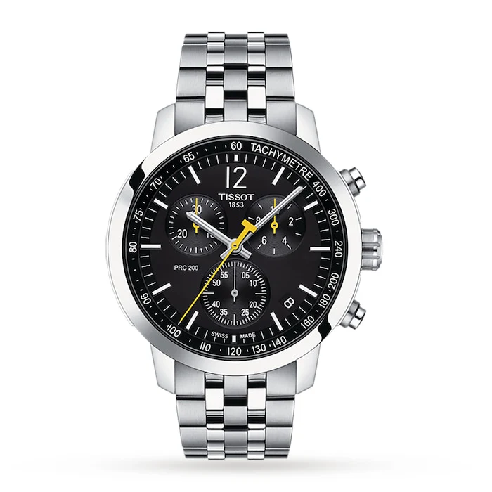 Tissot Sport Quartz 42mm Men’s Watch with Black Material Dial, Stainless Steel Case & Bracelet, 200m Water Resistant / T1144171105700
