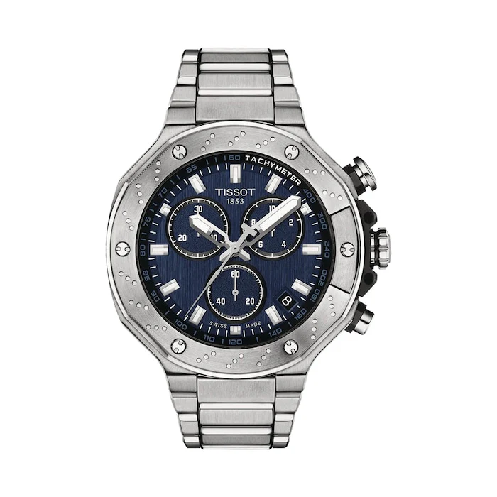 Tissot Sport Quartz 45mm Men’s Watch with Blue Material Dial, Stainless Steel Case & Bracelet, 100m Water Resistant / T1414171104100