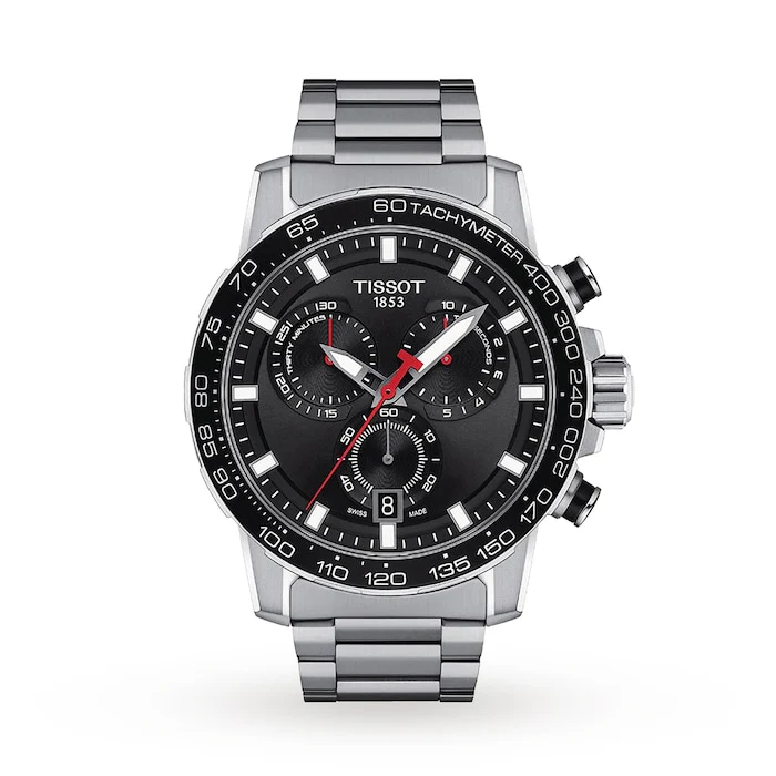 Tissot Sport Quartz Men’s Watch with Black Material Dial, Stainless Steel Case & Bracelet, 100m Water Resistant / T1256171105100