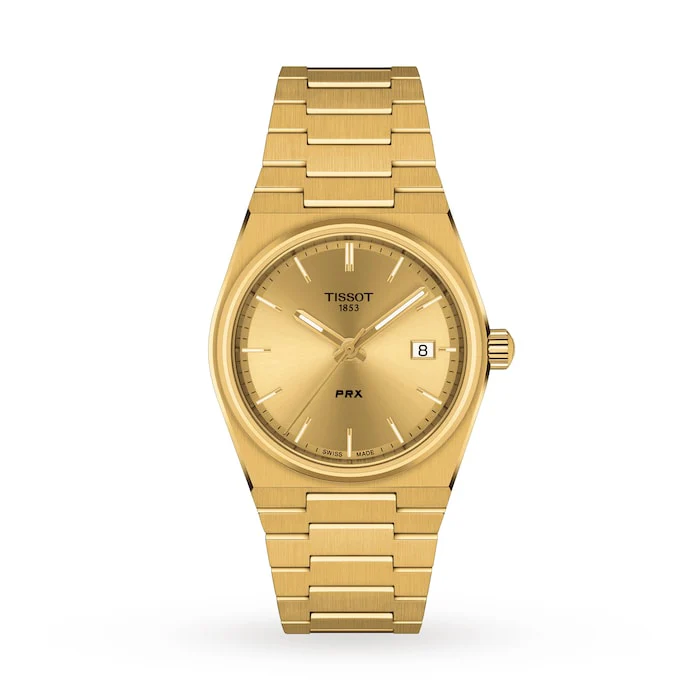Tissot T-Classic PRX 35mm Unisex Watch Gold Luxury Watch Swiss Made High Precision Movement T1372103302100