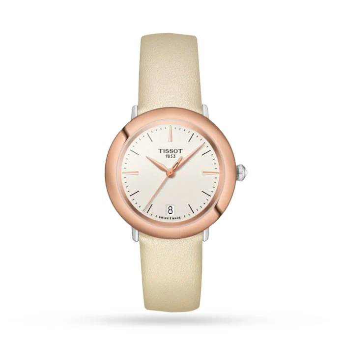 Tissot T-Gold Glendora 18K Gold 33mm Ladies Watch Cream Luxury Watch Swiss Made High Precision Movement  T9292104626100