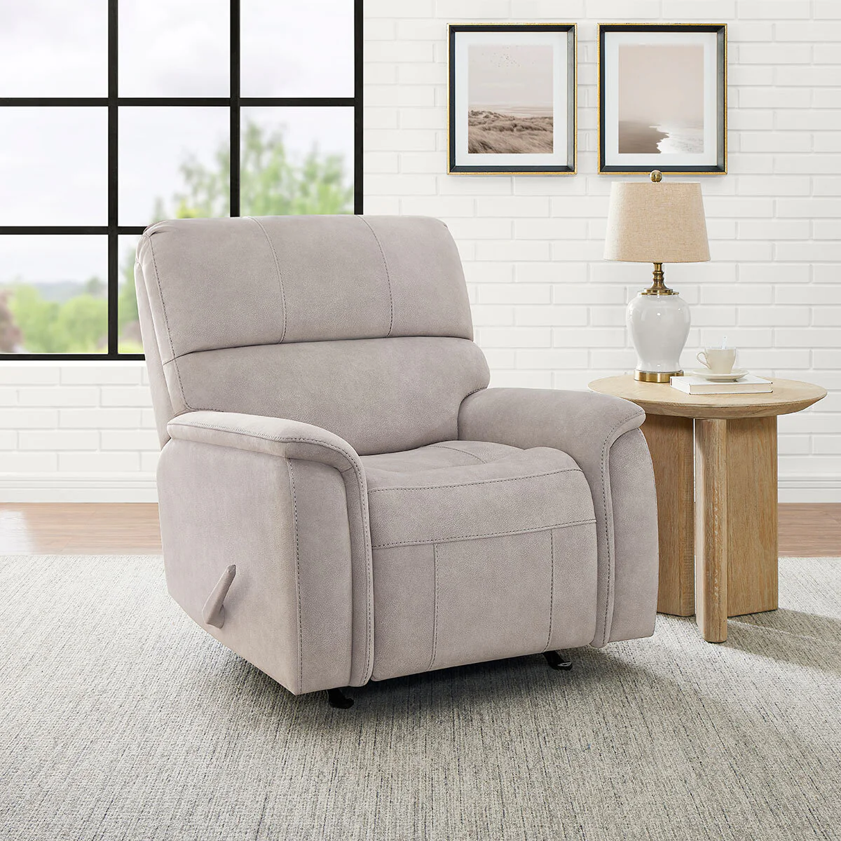 True Innovations Hayden Beige Fabric Manual Recliner Chair - Image 4