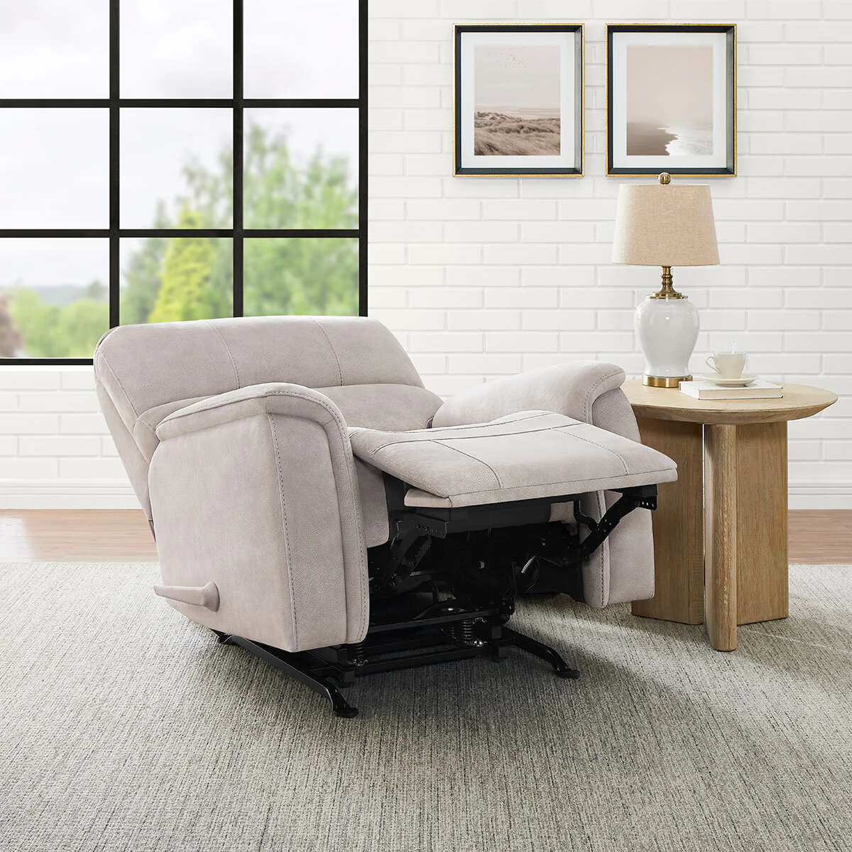 True Innovations Hayden Beige Fabric Manual Recliner Chair - Image 5