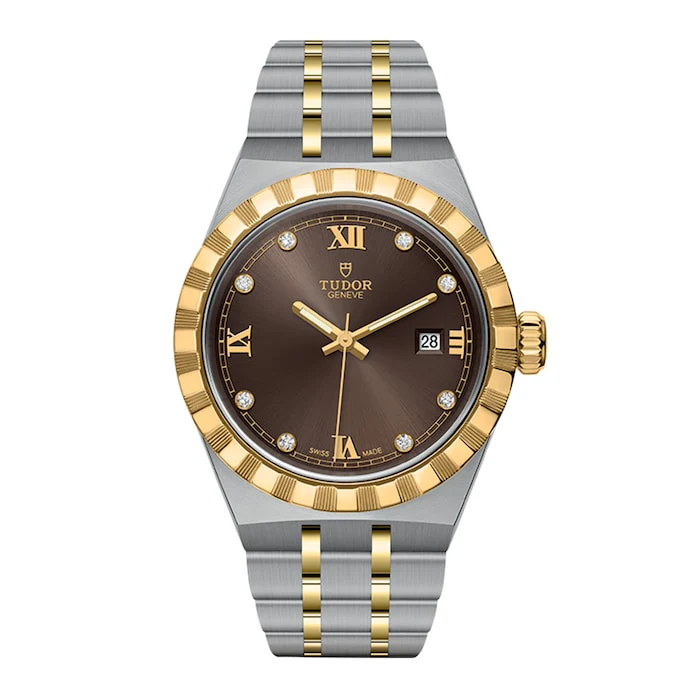 Tudor Royal S&G 28mm Steel Case Diamond-Set Brown Dial Luxury Watch Luxury Watch Swiss Made M28303-0009