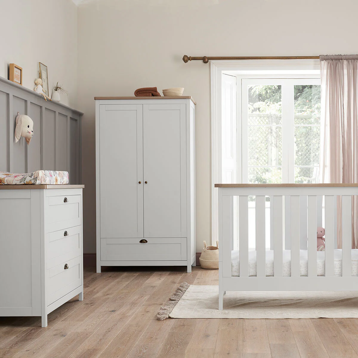 Tutti Bambini Verona Cot Bed with Sprung Mattress, White & Oak Finish - Image 8