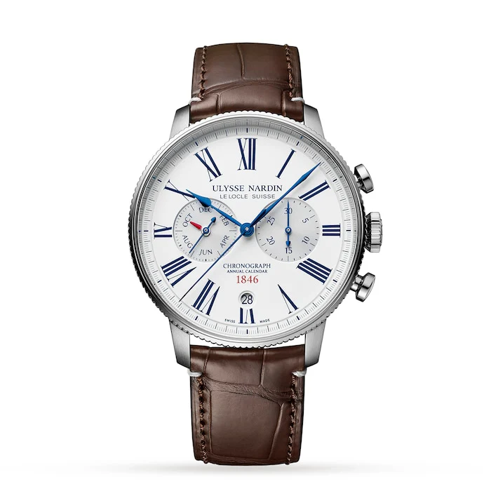 Ulysse Nardin Automatic 44mm Men’s Watch with White Material Dial, Stainless Steel Case, 50m Water Resistant / 1533-320LE-0A-175/1A