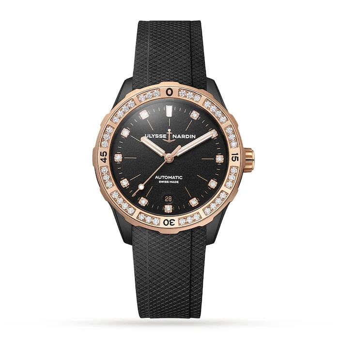 Ulysse Nardin Automatic Men’s Watch with Black Material Dial, Titanium Case, 300m Water Resistant / 8165-182B-3/BLACK