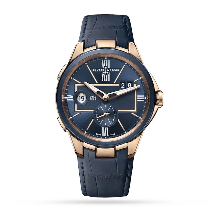 Ulysse Nardin Automatic Men’s Watch with Blue Material Dial, Gold Case, 50m Water Resistant / 242-20/43