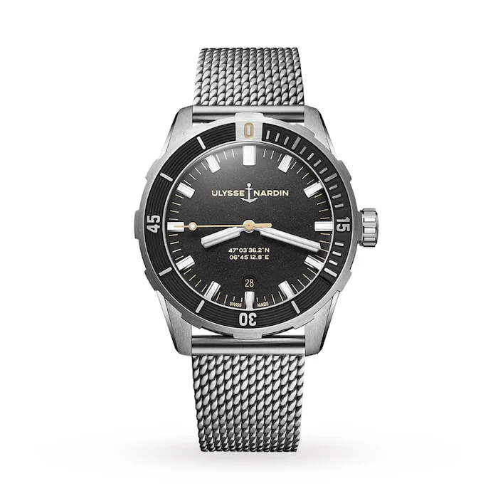 Ulysse Nardin Elegance Automatic 42mm Men’s Watch with Black Material Dial, Stainless Steel Case & Bracelet, 300m Water Resistant / 8163-175-7MIL/92