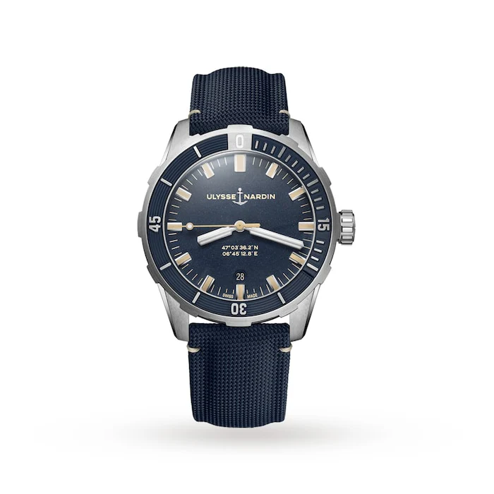 Ulysse Nardin Elegance Automatic 42mm Men’s Watch with Blue Material Dial, Stainless Steel Case, 300m Water Resistant / 8163-175/93