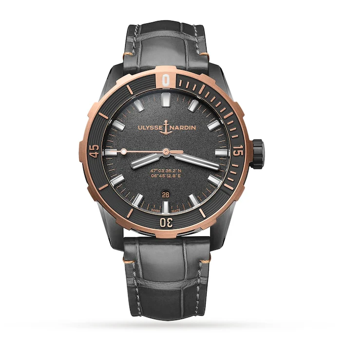 Ulysse Nardin Elegance Automatic 42mm Men’s Watch with Grey Material Dial, Stainless Steel Case, 300m Water Resistant / 8163-175/GREY-5N