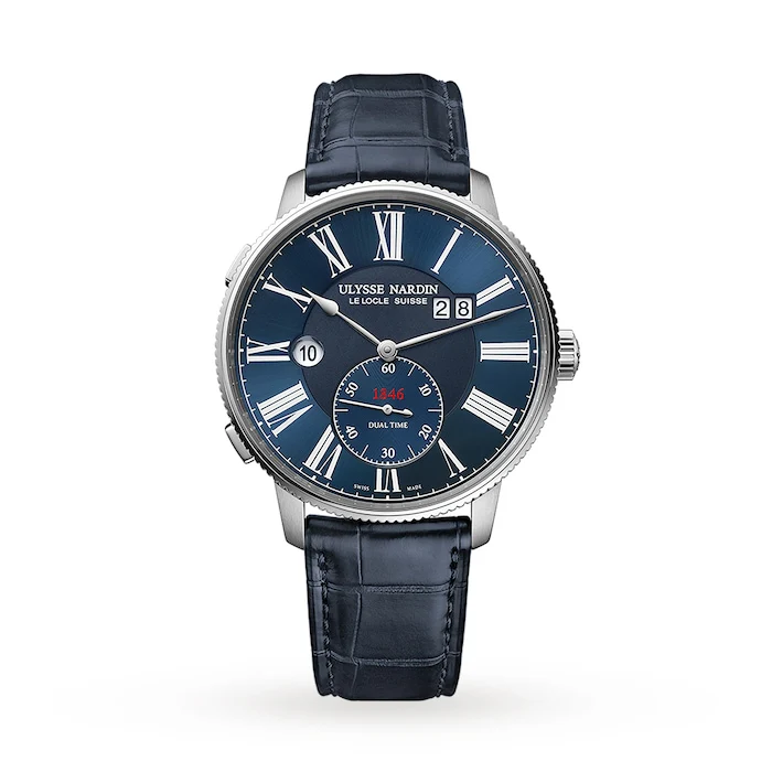 Ulysse Nardin Heritage Automatic 44mm Men’s Watch with Blue Material Dial, Stainless Steel Case, 50m Water Resistant / 3343-320-3A/1A