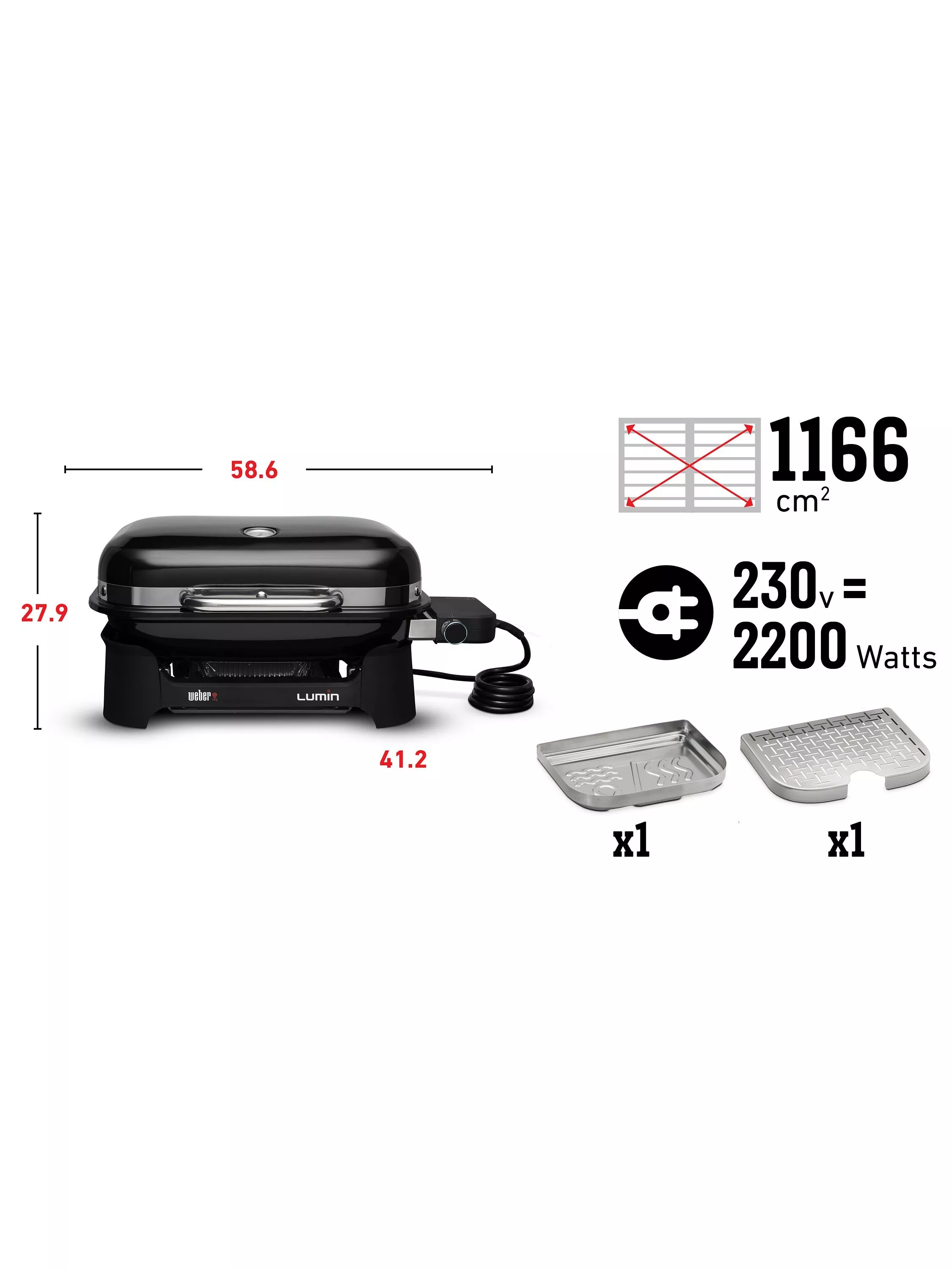 Weber Lumin Compact Electric BBQ, Black - Image 7