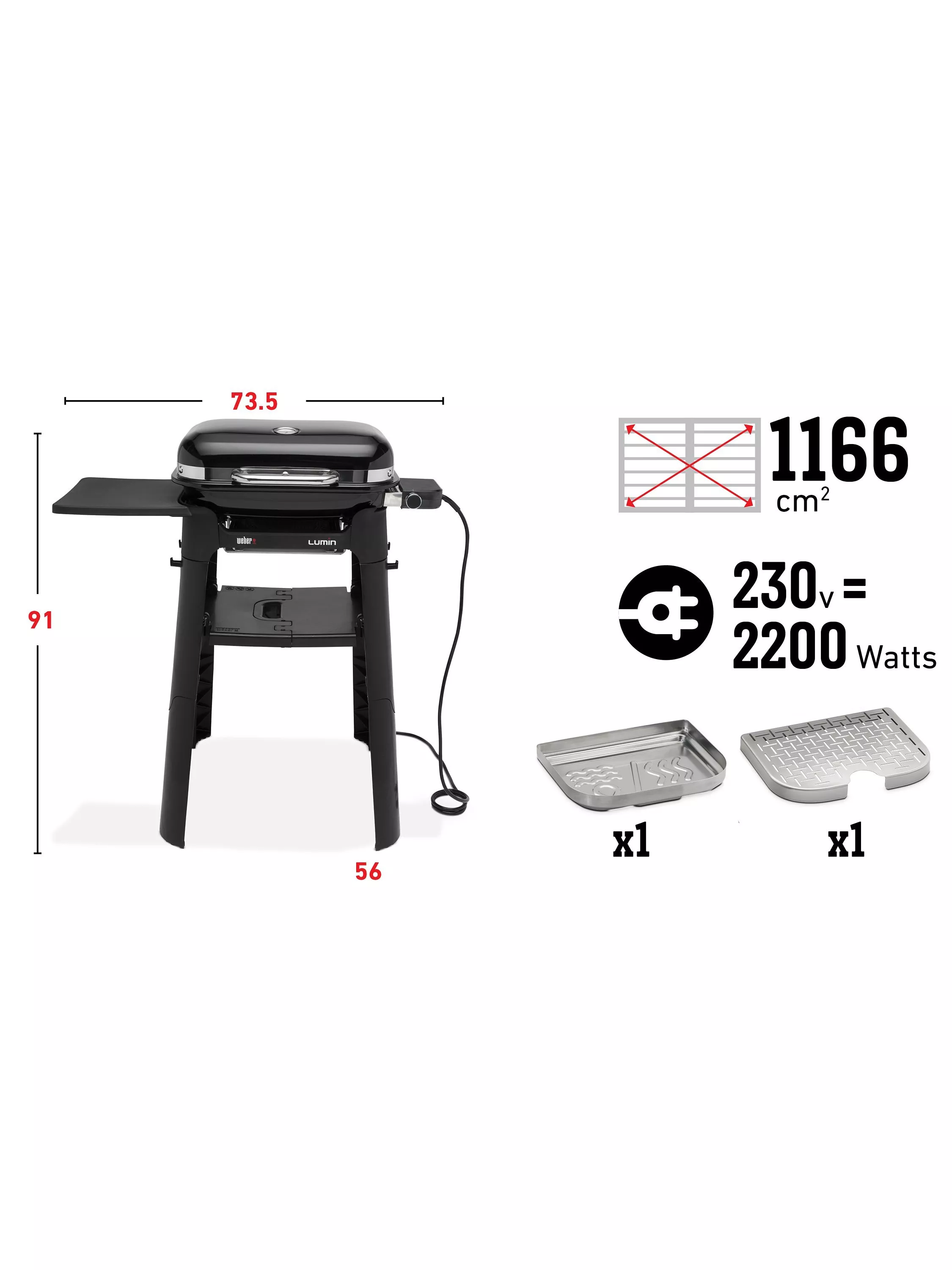 Weber Lumin Compact Electric BBQ with Stand, Black - Image 8