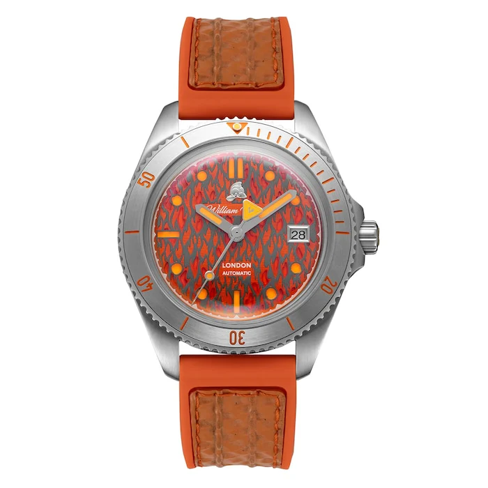 William Wood Watches Fire Collection 41mm Mens Watch Luxury Watch Swiss Made Highâ Precision Movement Sapphire Crystal Stainless Steel Case Water Resistant WWFW01