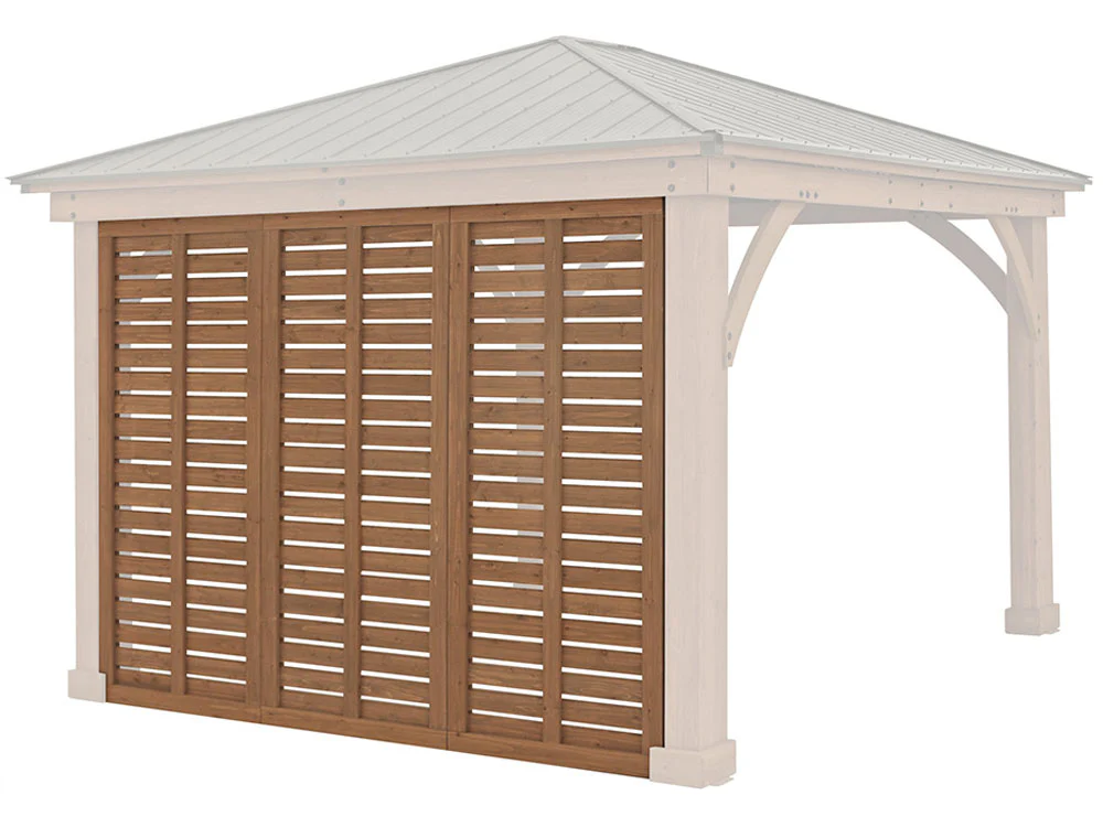 Yardistry 12ft x 12ft (3.7 x 3.7m) Cedar Gazebo with Privacy Wall & Aluminium Roof - Image 7